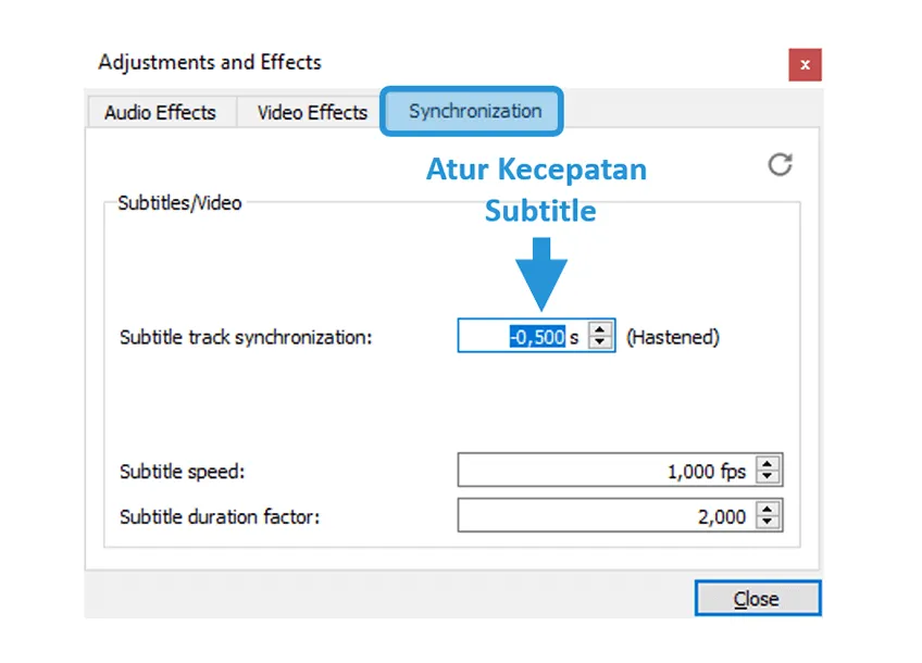 Atur Kecepatan Subtitle VLC