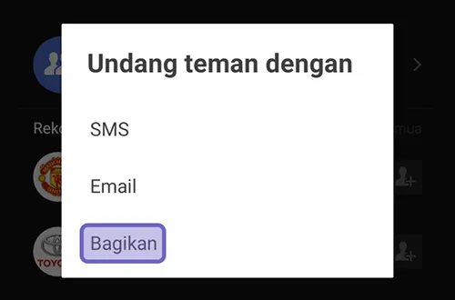 Menu Bagikan di Line