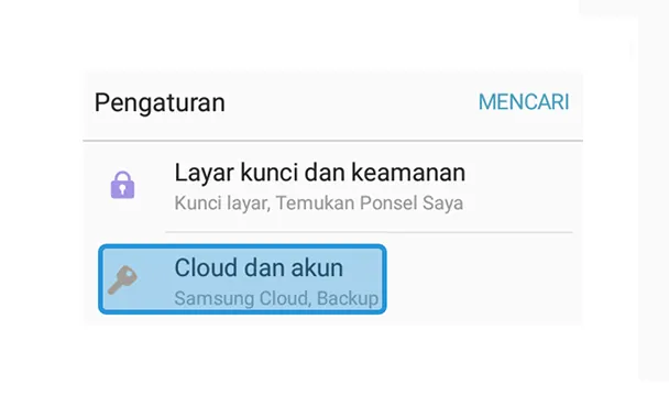 Menu Cloud Samsung