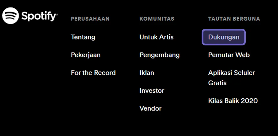 Opsi Dukungan Spotify