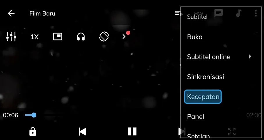 Pengaturan Kecepatan MXPlayer