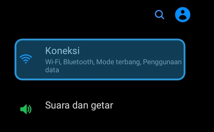 Buka Menu Koneksi HP