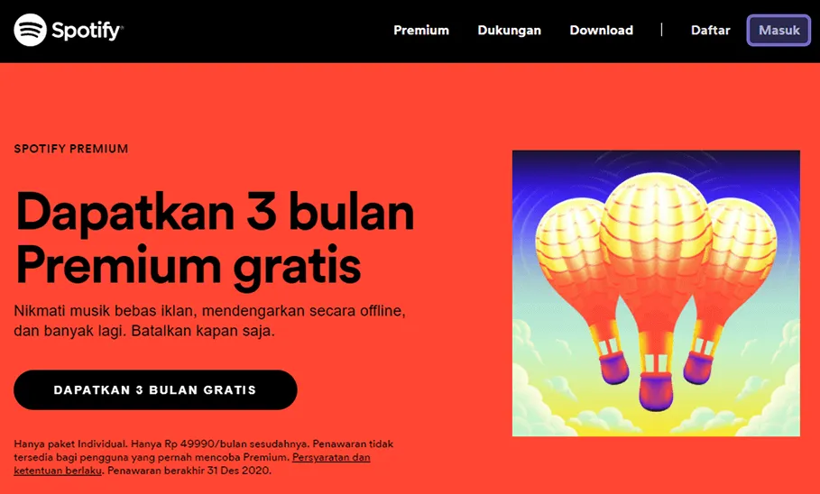 Menu Masuk di Spotify