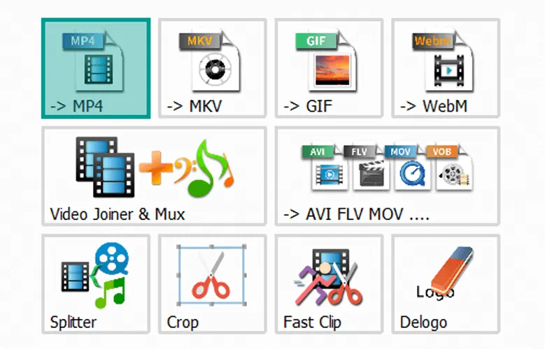 Menu MP4 Format Factory