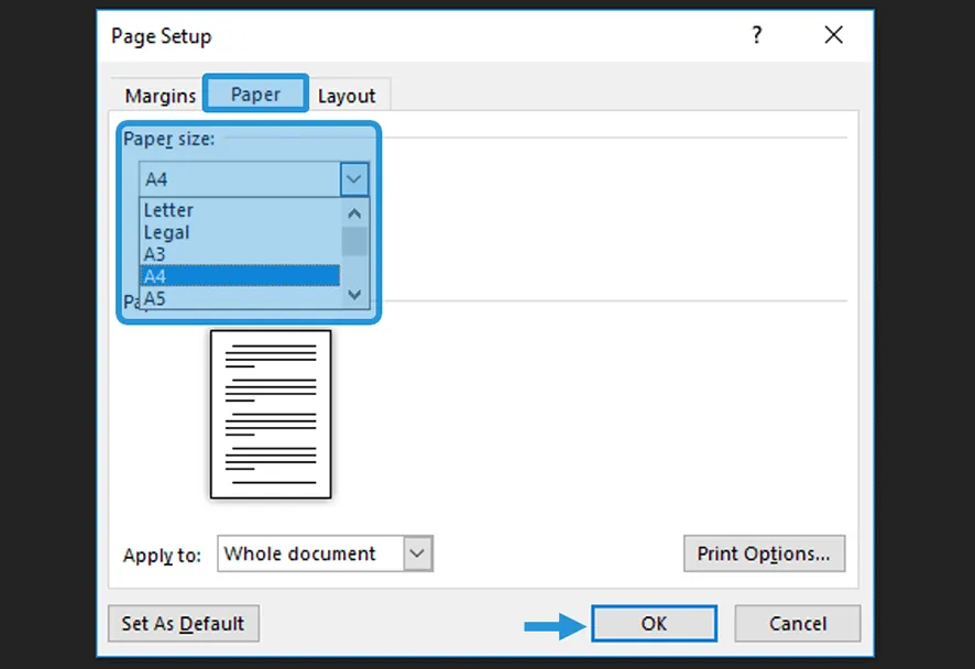 Atur Pagesize di Printer