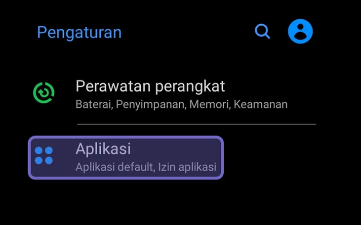 Menu Aplikasi HP