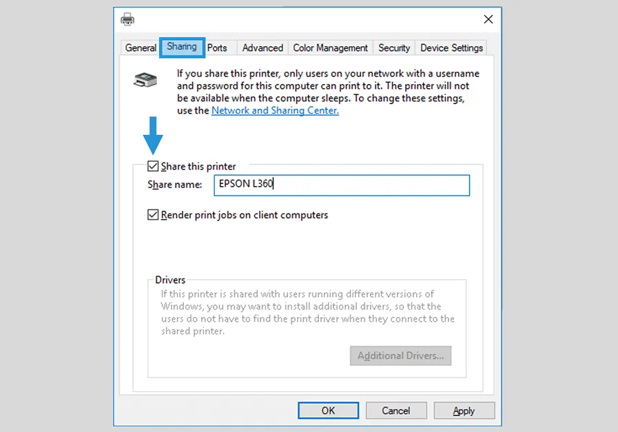 Aktifkan Share Printer