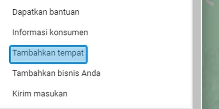 Menu Menambah Tempat