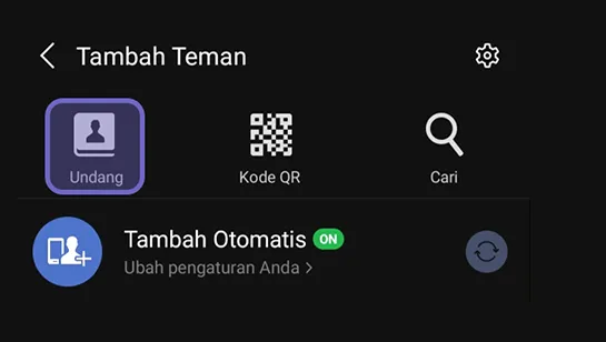 Menu Undang di Line