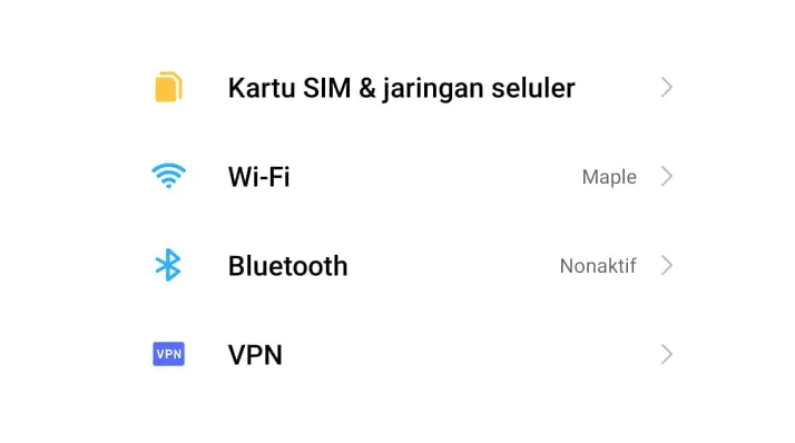 Menu WiFi di Pengaturan Android