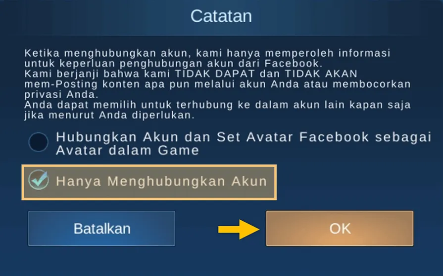Opsi Kait Akun Mobile Legends