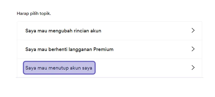 Opsi Menutup Akun di Spotify