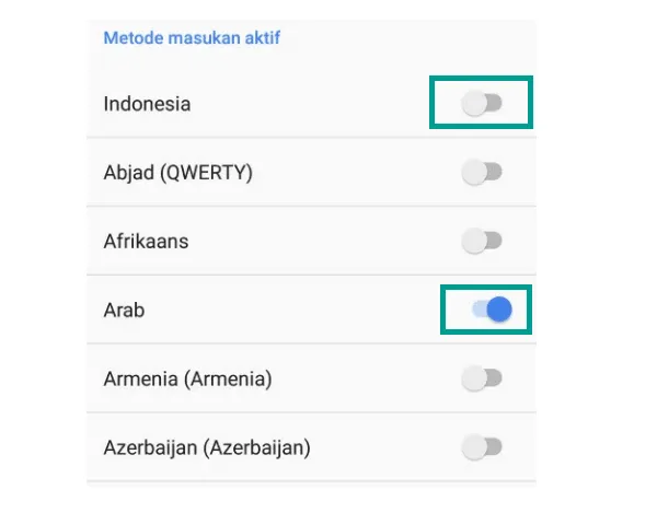 Setting Bahasa Arab di Setelan