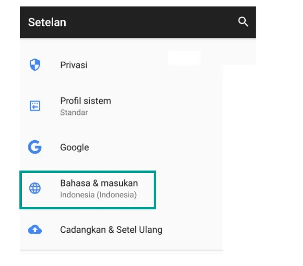 Setting Bahasa dan Masukan