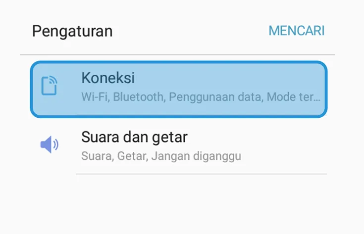 Opsi Koneksi Android Oreo