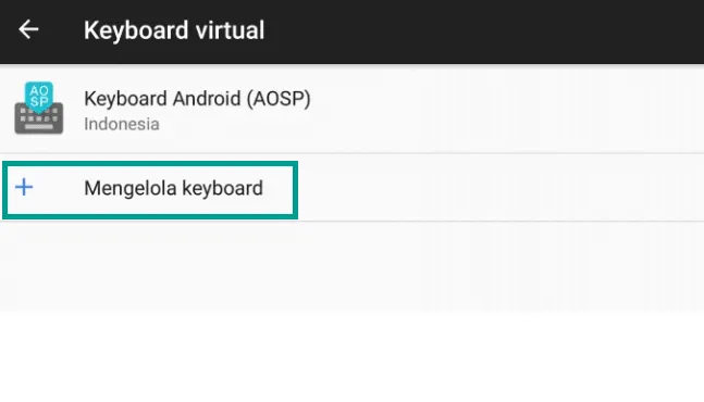 Menu Mengelola Keyboard