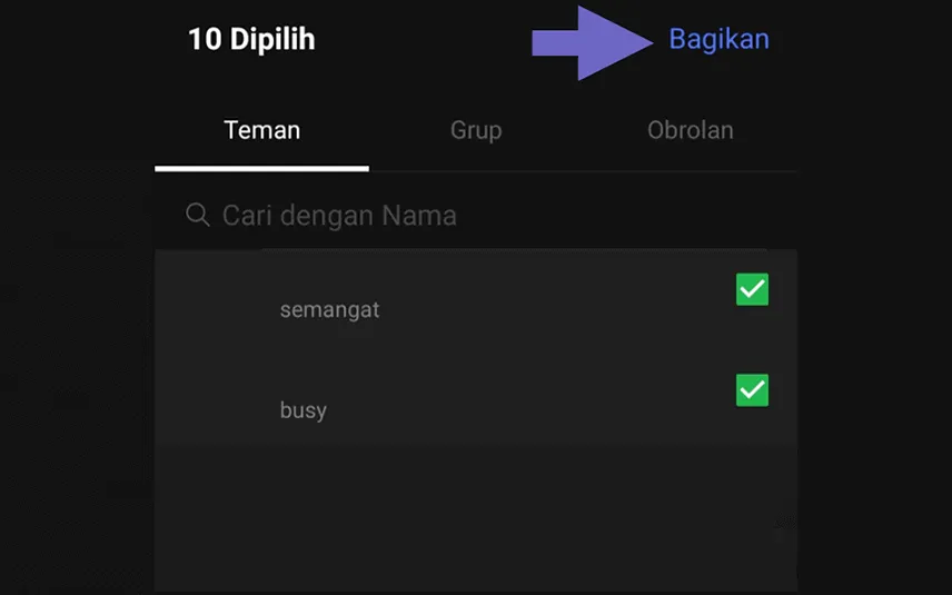 Memilih Kontak Line Penerima