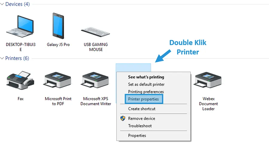 Opsi Printer Properties