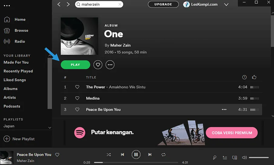 Memutar Lagu di Spotify