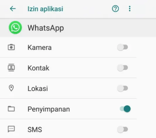 Setting Izin Penyimpanan WhatsApp