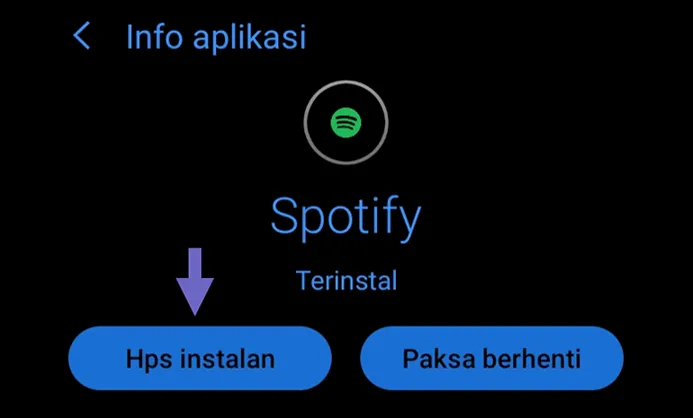 Opsi Uninstall Spotify