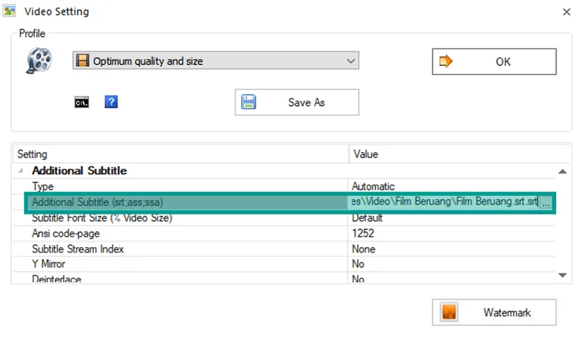 Menu Video Settings Format Factory