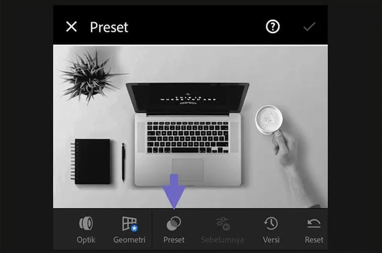 Menu Preset di Lightroom Android