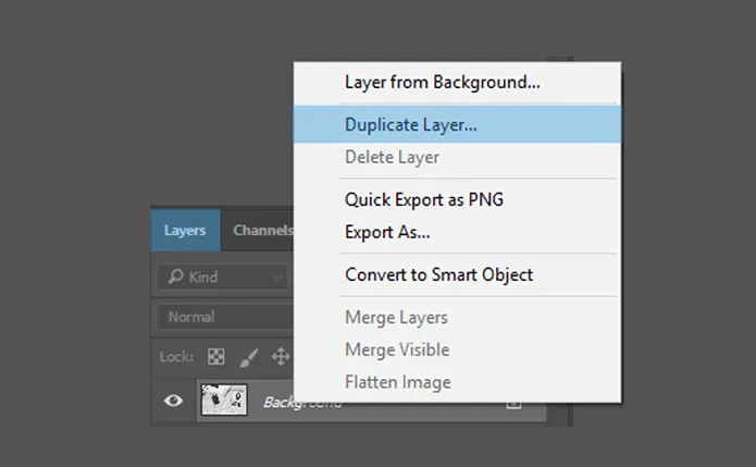 Menu Duplicate Layer