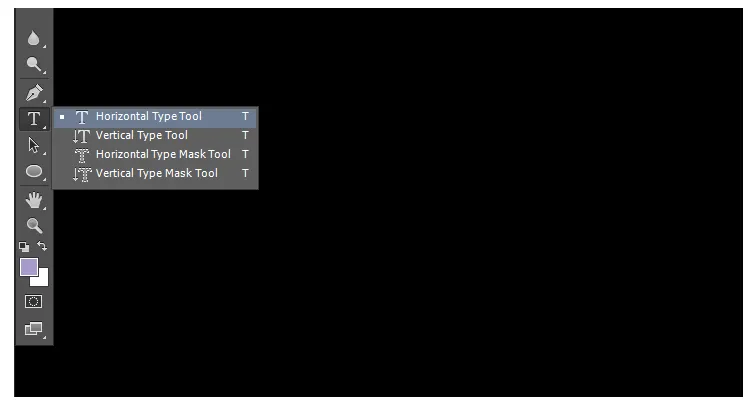 Horizontal Type Tool di Photoshop