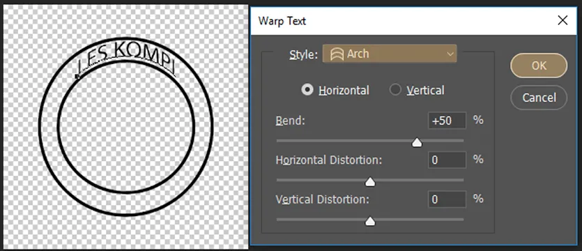 Warp Text di Photoshop