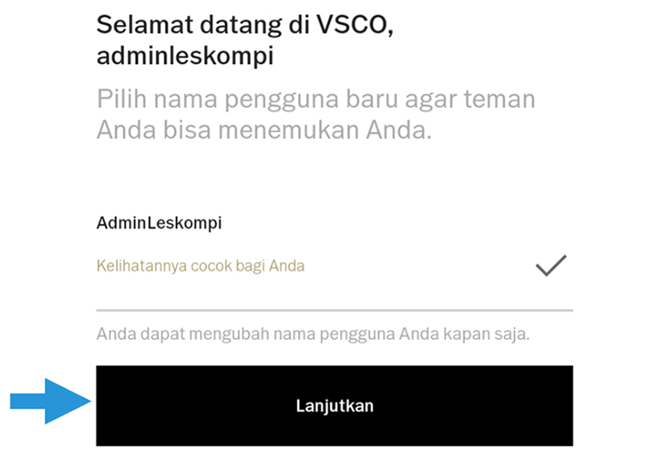 Masukkan Username VSCO