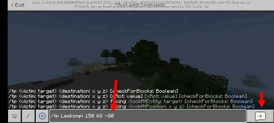 Masukkan Koordinat Minecraft