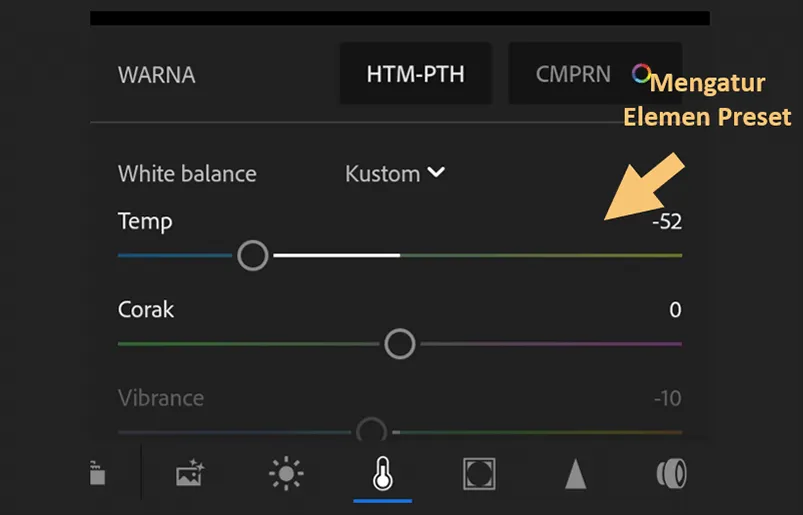 Atur Elemen Preset Lightroom HP