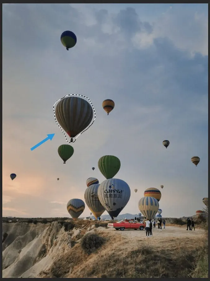 Hilangkan Objek Balon di Tengah