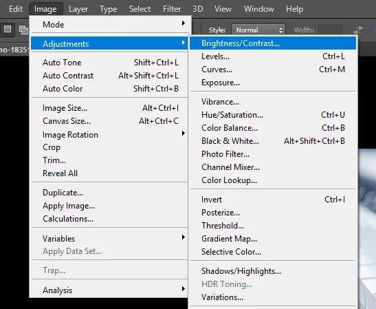 Opsi Brightness Background Photoshop