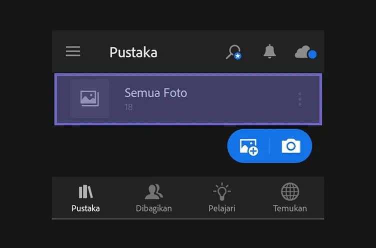 Menu Lightroom HP
