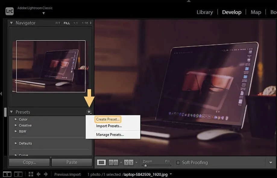 Menu Create Preset