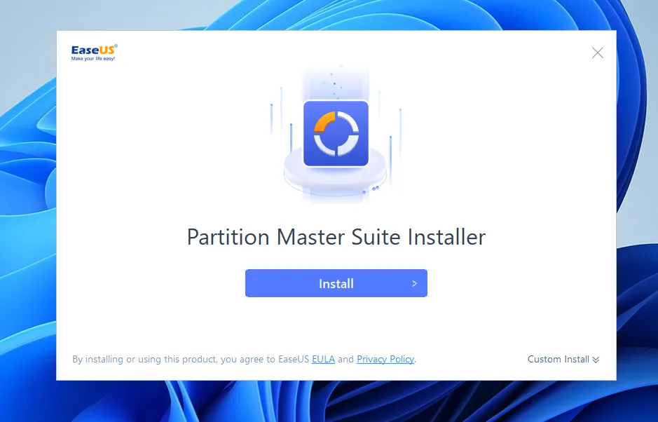 Menu Install Partition Master