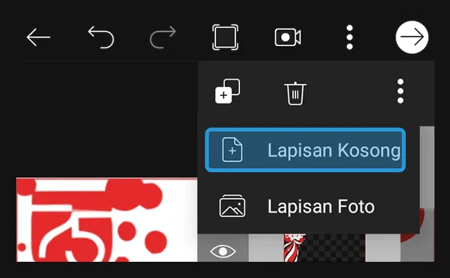 Opsi Lapisan Kosong Picsart