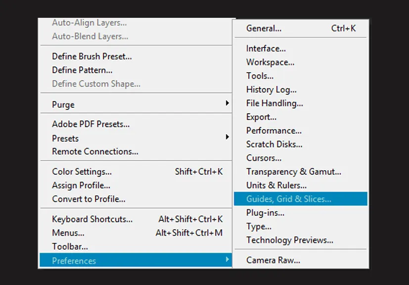 Menu Preferences di Grid