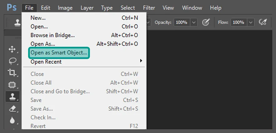 Menu Open Smart Object