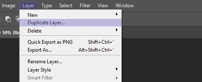 Menu Duplicate Layer