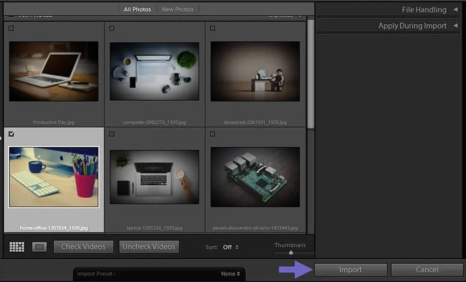 Pilih Gambar di Lightroom PC
