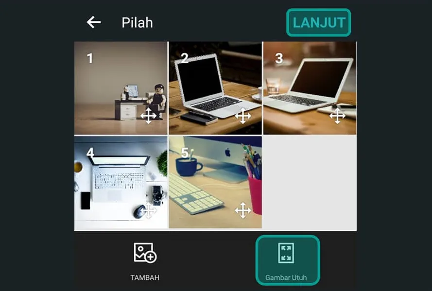 Memilih Ukuran Gambar di PhotoGrid
