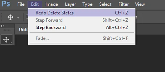 Redo Melalui Menu Atas Photoshop