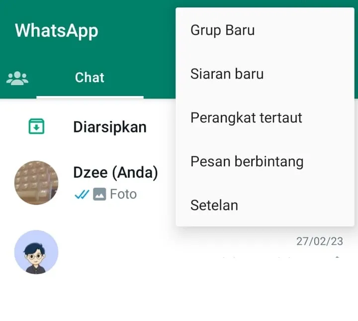 Menu Setelan WhatsApp