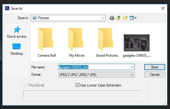 Menyimpan Gambar di Photoshop