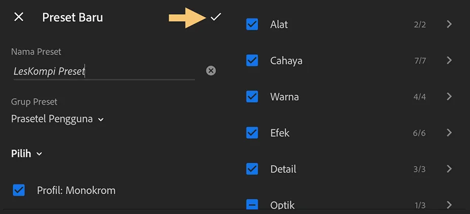 Menyimpan Preset Lightroom