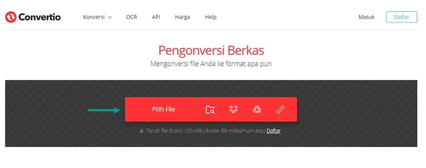 Pilih File di Convertio