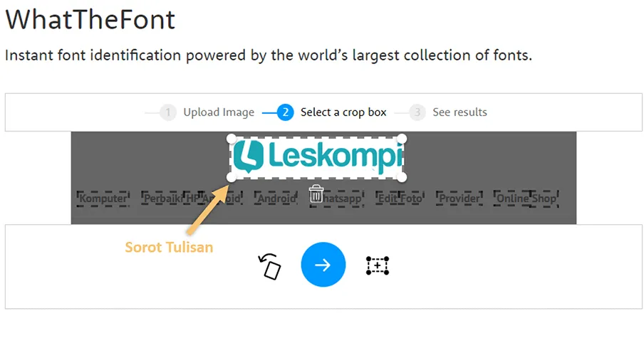 Sorot Tulisan ke Crop Box